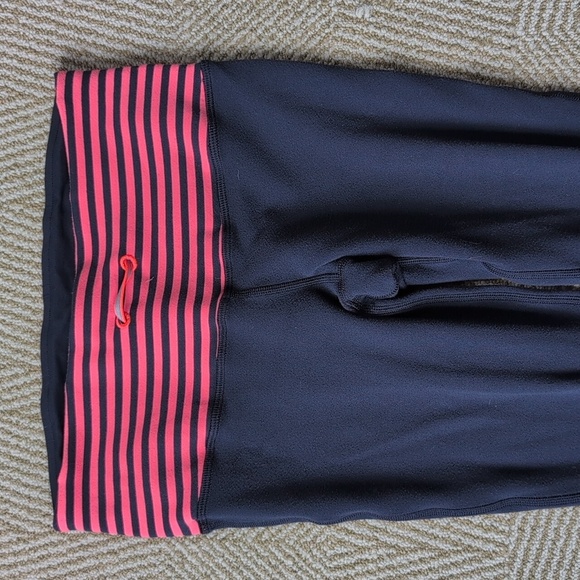Lululemon Striped Navy Orange Pink Yoga Running Leggings Drawstring Waist 6 - Picture 3 of 11